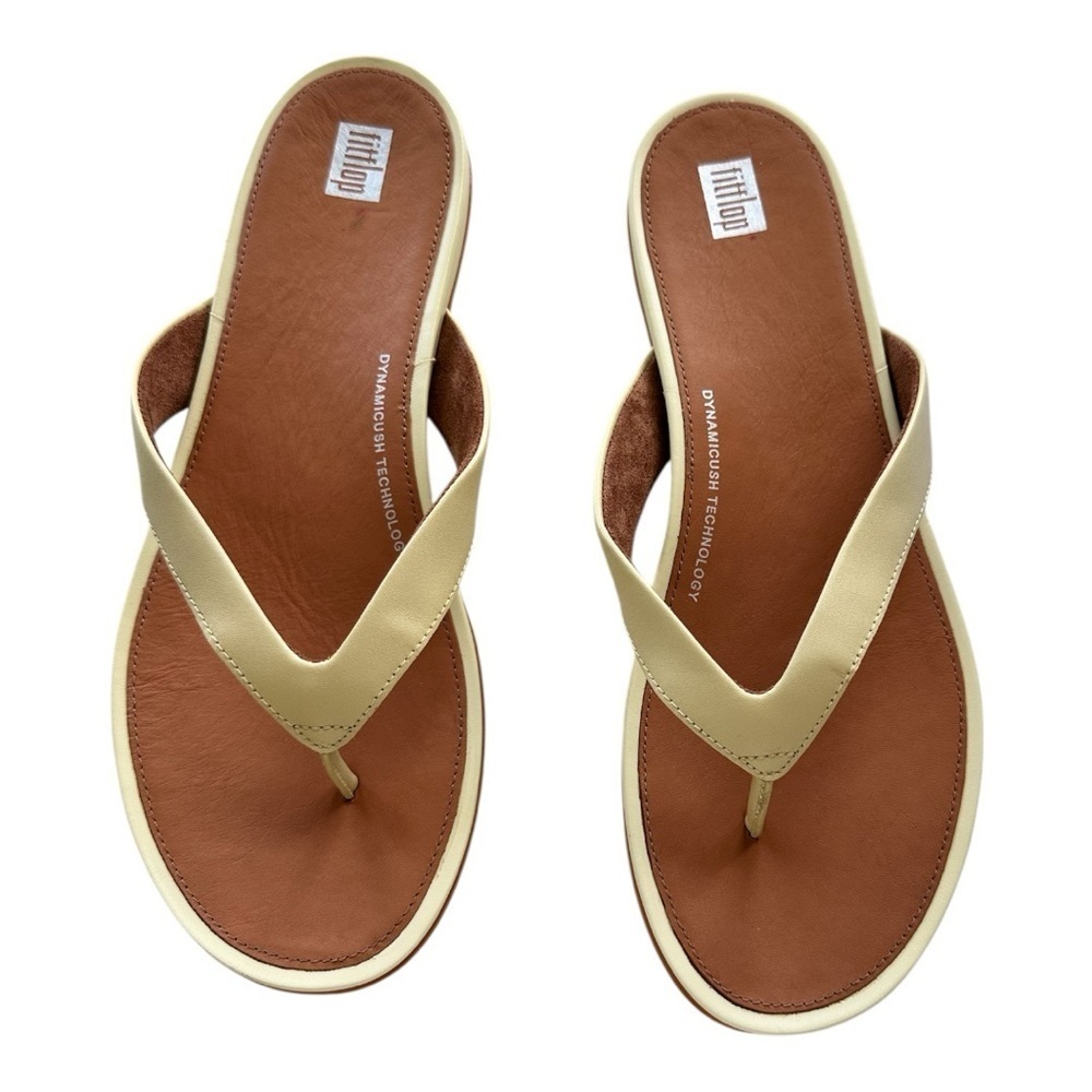 FitFlop Women's Pale Yellow Gracie Leather FLIP-Flops Sz 11